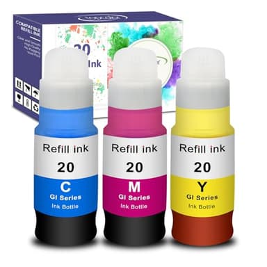 Topcolor GI-20 G7020 G6020 Color Ink Refill Bottles Compatible for Canon 20 Ink Refill Bottles for Canon GI 20 GI20 GI-20 Ink Refill Bottles Set, Compatible for Canon G7020 G6020 G5020 MegaTank - Image 1