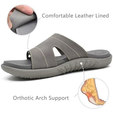 KuaiLu Womens Fashion Orthotic Slides Ladies Lightweight Athletic Yoga Mat Walking Sandals Slip On Thick Cushion Recovery Slippers Sandles Comfortable Plantar Fasciitis Arch Support Grey Size 8 - Image 3