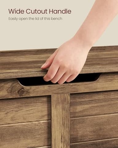 VASAGLE Storage Chest, Storage Bench with 2 Safety Hinges, Farmhouse Style, 15.7 x 39.4 x 18.1 Inches, for Entryway, Bedroom, Living Room, Honey Brown ULSB061K01 - Image 8