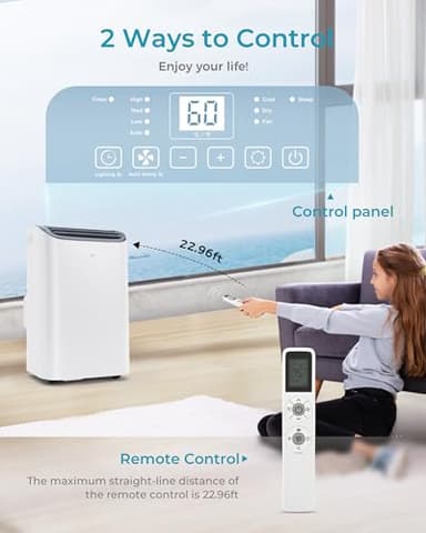 EUHOMY Portable Air Conditioners, 14000 BTU Portable AC Unit up to 700 Sq.Ft, 4-in-1 Portable Air Conditioner with Cool,mDehumidifier, Fan, Sleep Mode, 24H Timer, Remote, for Apartment, RVs, Bedroom - Image 3