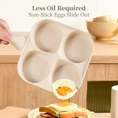 Kundita 7-Piece Granite Cookware Set, Premium Non-Stick Kitchen Collection with 8" Grill Pan, 4-Cup Egg Maker, Crepe Griddle and 4 Cooking Utensils - PFOA-Free for All Stovetops - Image 4