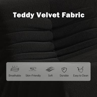 Bean Bag Chair, Memory Foam Bean Bag Sofa Large Bean Bag Chair for Adults, Bean Bag Chairs for Teens with High Density Comfortable Foam, Bean Bag for Living Room, Bedroom (Black) - Image 6