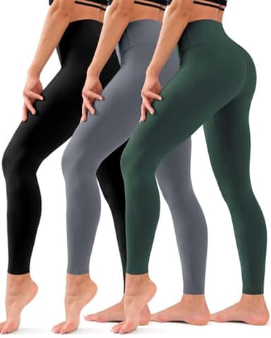 Hmuuo 3 Pack Leggings for Women High Waisted Tummy Control No See-Through Yoga Pants Workout Running Leggings - Image 1