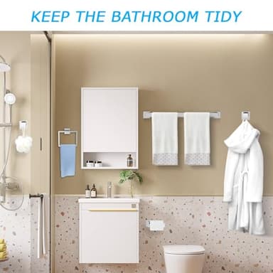 5 Pieces Towel Bar Set Brushed Nickel Bathroom Hardware Accessories Set SUS304 Stainless Steel Towel Holder Set for Bathroom 23.6 Inch Towel Bar,Towel Rack Wall Mounted - Image 7