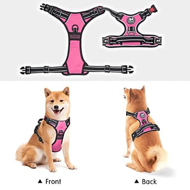 PoyPet No Pull Dog Harness, No Choke Front Clip Dog Reflective Harness, Adjustable Soft Padded Pet Vest with Easy Control Handle for Small to Large Dogs(Pink,L) - Image 5