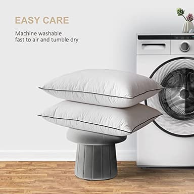 DWR Star Hotel Style Goose Feather & Down Pillow with 100% Organic Cotton Cover, Medium Support, Fluffy & Durable, King Size 20"x36", Set of 2 - Image 7