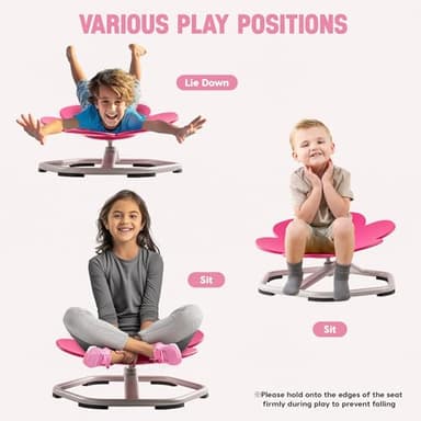 ROBUD Kids Sensory Swivel Chair, Autism Kids Swivel Chair with Non-Slip Design, Training Body Coordination, Flower Shape Wobble Chair, No Assembly, Pink - Image 6
