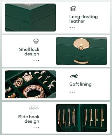 Enthralite Jewelry Box with 4 Drawers: Display Organizer for Earrings Necklaces - Gift for Girls Women (Forest Green) - Image 5