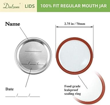 Dalzom® 72Pcs Canning Lids Regular Mouth, Premium Mason Jar Lids for Ball, Kerr Jars - Food Grade Material, 100% Fit & Airtight for Regular Mouth Mason Jars - Image 3