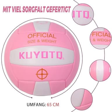 KUYOTQ Pink Outdoor Volleyball Official Size 5 Thickened Surface Soft Leather in&Outdoor Volleyball for Youth Adults,Beach Play,Game,Training(Deflated) - Image 8