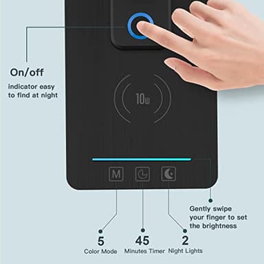 LED Desk Lamp with Wireless Charger: Desk Lamps for Home Office Bedroom, 5 Color Modes & Brightness Dimmable, 2 Night Light - Image 3