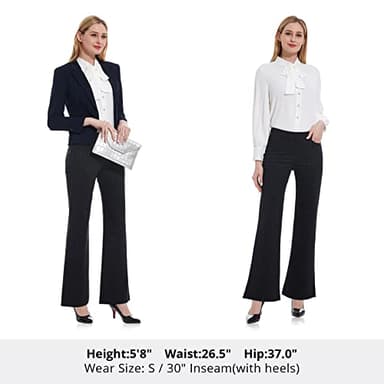 Tapata Women's 28"/30"/32"/34" Stretchy Bootcut Dress Pants with Pockets Tall, Petite, Regular for Office Work Business 32'', Black, Pinstripe, L - Image 5