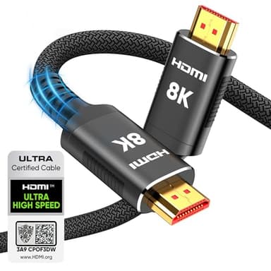 Snowkids 8K Certified HDMI 2.1 Cable 10 ft, 48Gbps Ultra High-Speed HDMI Cables Cord, 10K 8K@60Hz, 4K@120Hz Compatible for TV/Laptop/Monitor/PS-5/X-box/Projector/Entertainment/Sound System & More - Image 1