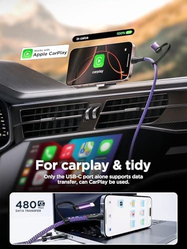 4 in 1 Fast Charging Cable 60W 6FT Apple MFi Certified USB C to Lightning Cable Nylon Braided USB A/C to C/Lightning Multi iPhone Charger Cord for iPhone 16 15 14 13 Pro/iPad/Samsung/MacBook - Image 4
