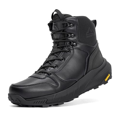 NORTIV 8 Men's Military Tactical Boot Lightweight Comfortable Boots for Work All Day Side Zipper Motorcycle Combat Hiking Boots Metrostrike(8-9 Inches),Size 7.5,Black Leather - Image 1