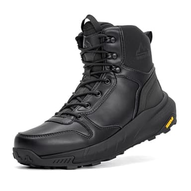 NORTIV 8 Men's Military Tactical Boot Lightweight Comfortable Boots for Work All Day Side Zipper Motorcycle Combat Hiking Boots Metrostrike(8-9 Inches),Size 7.5,Black Leather - Image 1