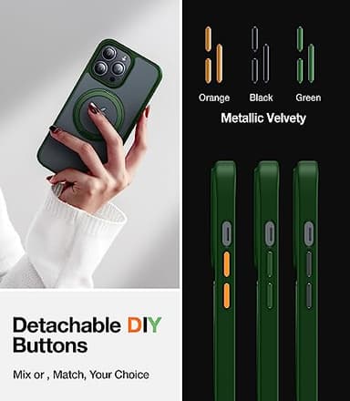 TORRAS 360°Rotatable Ring for iPhone 15 Pro Case 6.1", Compatible with MagSafe 15 Pro Case with Stand Translucent Slim Protective Mil-Grade Shockproof Cover 2023, Green - Image 6
