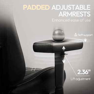 Dowinx Heated Massage Gaming Chair for Adults - Ergonomic Reclining Computer Chair with Pocket Spring Cushion and Adjustable Footrest, Heavy Duty Gaming Chair with Lumbar Support, Black White - Image 5