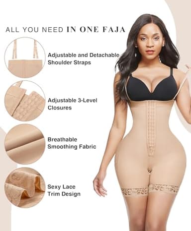 Lover-Beauty Shapewear Tummy Control Fajas Colombianas Moldeadoras Butt Lifter with Zipper Crotch Light Skin Medium - Image 3