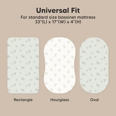 2-Pack Organic Bassinet Sheets for Girls, Boys - 100% Cotton Bassinet Mattress Sheets Compatible with Halo Bassinest Swivel Sleeper, Graco, Baby Delight, Chicco, Unisex Fitted Bassinet Sheets (Elly) - Image 3