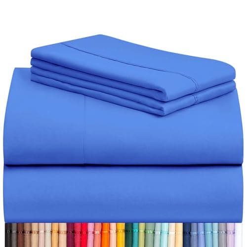 LuxClub 4 PC Sheet Set Bed Sheets Deep Pockets 16" Eco Friendly Wrinkle Free Cooling Machine Washable Hotel Bedding Silky Soft - Marine Blue King - Image 1