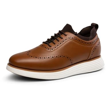 Bruno Marc Men's MaxFlex Dress Sneakers Oxfords Casual Wingtip Brogue Shoes,Size 8,Light Brown-Pu,SBOX2326M - Image 1