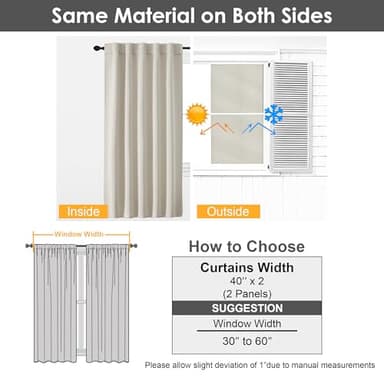 Chyhomenyc Blackout Curtains for Bedroom 84 Inch Length 2 Panels Set, Solid Thermal Insulated Noise Reducing Window Treatment, Modern Privacy Rod Pocket Back Tab Curtains, 40Wx84L, Pearl Natural - Image 8