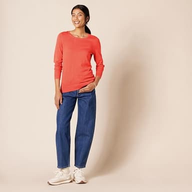Amazon Essentials Women's Long-Sleeve Lightweight Crewneck Sweater (Available in Plus Size), Coral Pink, Large - Image 5