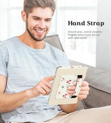 MoKo Case for 7"/6.8" Kindle Paperwhite(12th/11th Gen-2024/2021) and Kindle Colorsoft Signature Edition, Slim PU Shell Cover Case with Auto-Wake/Sleep for Kindle Paperwhite 2024, Pink Little Flowers - Image 7