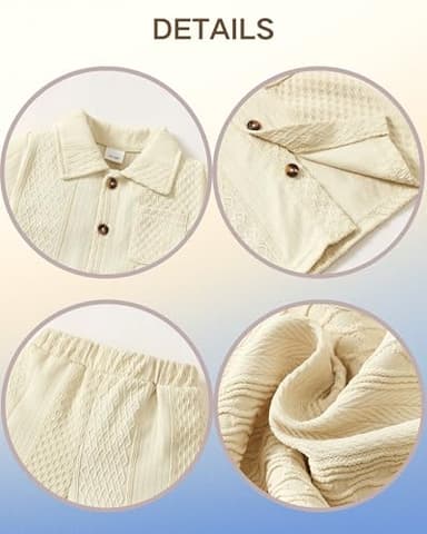 Renotemy 3T 4T Boy Outfits Baby Boy Shorts Set Toddler Boy Clothes 2-3 Year Old Boy Clothes 3T 4T Boy Outfit Toddler Boy Outfits 3T-4T Summer Solid Beige - Image 5