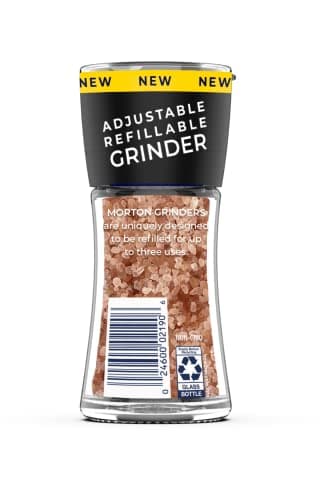 Morton Himalayan Pink Salt, Grinder (2.5 oz), 6-Pack, Refillable & Adjustable, All-Natural, Perfect for Cooking, Seasoning, and Finishing - Image 4