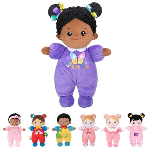 OUOZZZ 10" Black Baby Doll for 1 Year Old Girl Gifts - First African American Baby Dolls Toys for Girl Birthday Christmas Plush Gift for Toddler - Image 1
