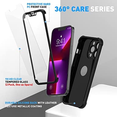 ORETECH for iPhone 13 Pro Max Case, with [2 x Screen Protectors] [15 Ft Military Grade Drop Test] [Camera Protection] 360° Shockproof Slim Thin Phone Case for iPhone 13 Pro Max Cover 6.7" - Black - Image 7