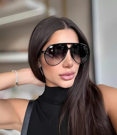 GUVIVI Retro Aviator Sunglasses for Women Men Oversized Classic 70s Vintage Trendy Square Aviators Set Tortoise Sun Glasses - Image 2