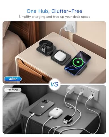 Magnetic Wireless Charger for iPhone: Fodable 3 in 1 Charging Station for Multiple Apple Devices - Travel Charging Pad Dock for Apple Watch iPhone 16 15 14 13 12 Pro Max Plus & Airpod - Image 6