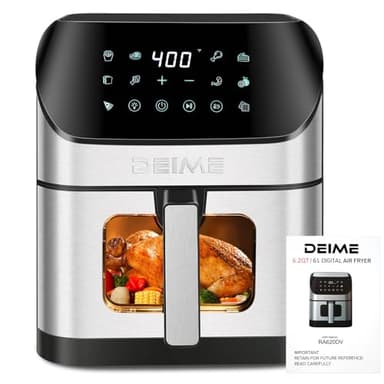 DEIME Air Fryer 6.2 QT Oilless 1500W Large Capacity Oven Air Fryers Healthy Cooker with 10 Preset, Visual Cooking Window, Non-Stick Basket, Included Recipe - Image 6