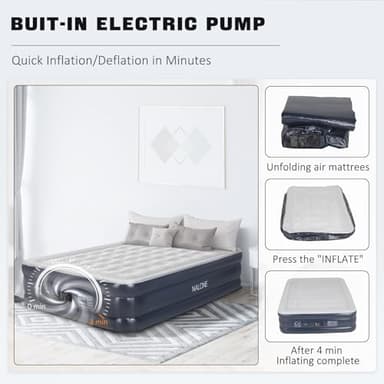 nalone Air Mattress Queen with Built in Pump, 18'' Raise Luxury Inflatable Mattress, 2025 Upgraded Fast Blow Up Mattress with Carry Bag, Portable Air Bed for Home, Travel & Camping, 690lbs Max - Image 4