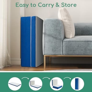 Tri-Fold Memory Foam Mattress, 4 inch Single Folding Mattress with Washable Cover, Foldable Mattress Portable for RV Camping, Guest Mat, Easy Storage, 75"×25"×4" - Image 7