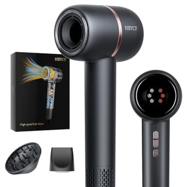 HRYCF Fast Drying High Speed Hair Dryer,Negative Ionic Care Blow Dryer,Less Heat Damage Blow Dryer with Brushless Motor,Thermo-Control Low Noise with Magnetic Nozzle & Diffuser - Image 1