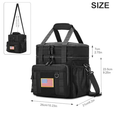 Gafetrey Expandable Large Tactical Lunch Box for Adults, Heavy Duty Durable Lunch Cooler Bag with MOLLE Lunch Pail for Work Camping Fishing Picnic (Black, 16L) - Image 2