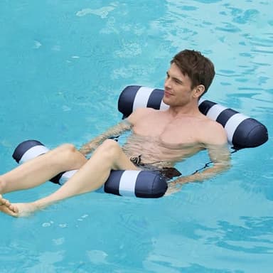 SLOOSH Strip Type Hammock Pool Floats Adults, 4-in-1 Multi-Purpose Inflatable Pool Floaties PVC Water Hammock Lounge (Strip- Navyblue) - Image 9
