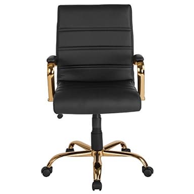 Flash Furniture Whitney Mid-Back Swivel LeatherSoft Desk Chair with Wheels, Padded Seat and Armrests, Adjustable Height Padded Office Chair, Black - Image 14