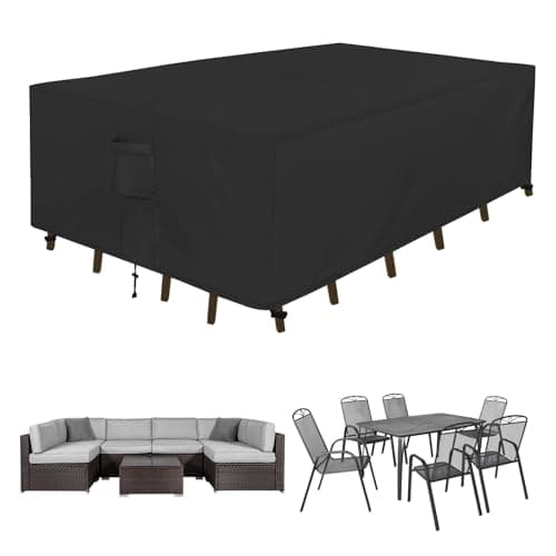 Easy-Going Rectangle Patio Furniture Cover Waterproof Outdoor Dining Table and Chair Cover Anti-UV Outside Sectional Sofa Set Covers (110"L x 84"W x 28"H, Black) - Image 1