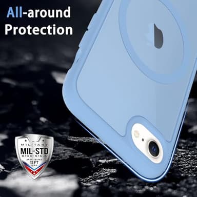 Magnetic for iPhone SE Case 2022/3rd/2020/2nd gen, iPhone 8 & iPhone 7 [Compatible with Magsafe] Shockproof Slim Translucent Matte Protective Phone Case - Light Blue - Image 5