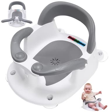 LDIIDII Baby Bath Seat for Babies 6 Months & Up Sitting Up,Infant Bath Seat with Temperature Alert+Open Backrest+on/Off Armrest,Toddler Bath seat Baby Bath Chair for Bathtub,Tub,Sink Grey - Image 9