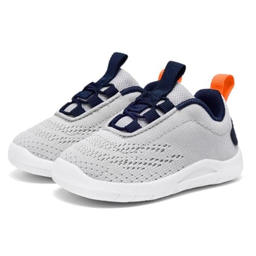 MORENDL Toddler Sneakers Baby Slip On Walking Shoes Non-Slip Breathable Boys & Girls Running Shoes Infant Tennis Shoes Grey Navy 12-15 Months Size 5 - Image 1
