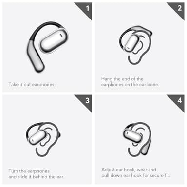 EUQQ Open Ear Bluetooth 5.4 Earbuds, Sport Over Earphones Wireless Headphones Built-in Mic with Ear Buds LED Display, Touch Control, IPX7 Waterproof Hook Design 50Hrs Playtime for Sports, Black - Image 4