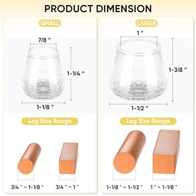 BALEINE 32 Pack Silicone Chair Leg Floor Protectors, Stool Leg Protectors Cap, Non-Slip Chair Leg Caps for Hardwood Floors (Clear & Small, 32 Pack) - Image 4
