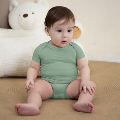 Baby Boy Rompers, Short Sleeve Bodysuits Summer Newborn Infant Girls Shirts Green 18-24m - Image 3