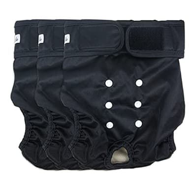 Grecle Washable Female Dog Diapers - Premium Reusable Diapers for Doggie in Heat - Highly Absorbent Dog Diapers Female for Pet Incontinence with Adjustable Snaps(Black, L) - Image 1